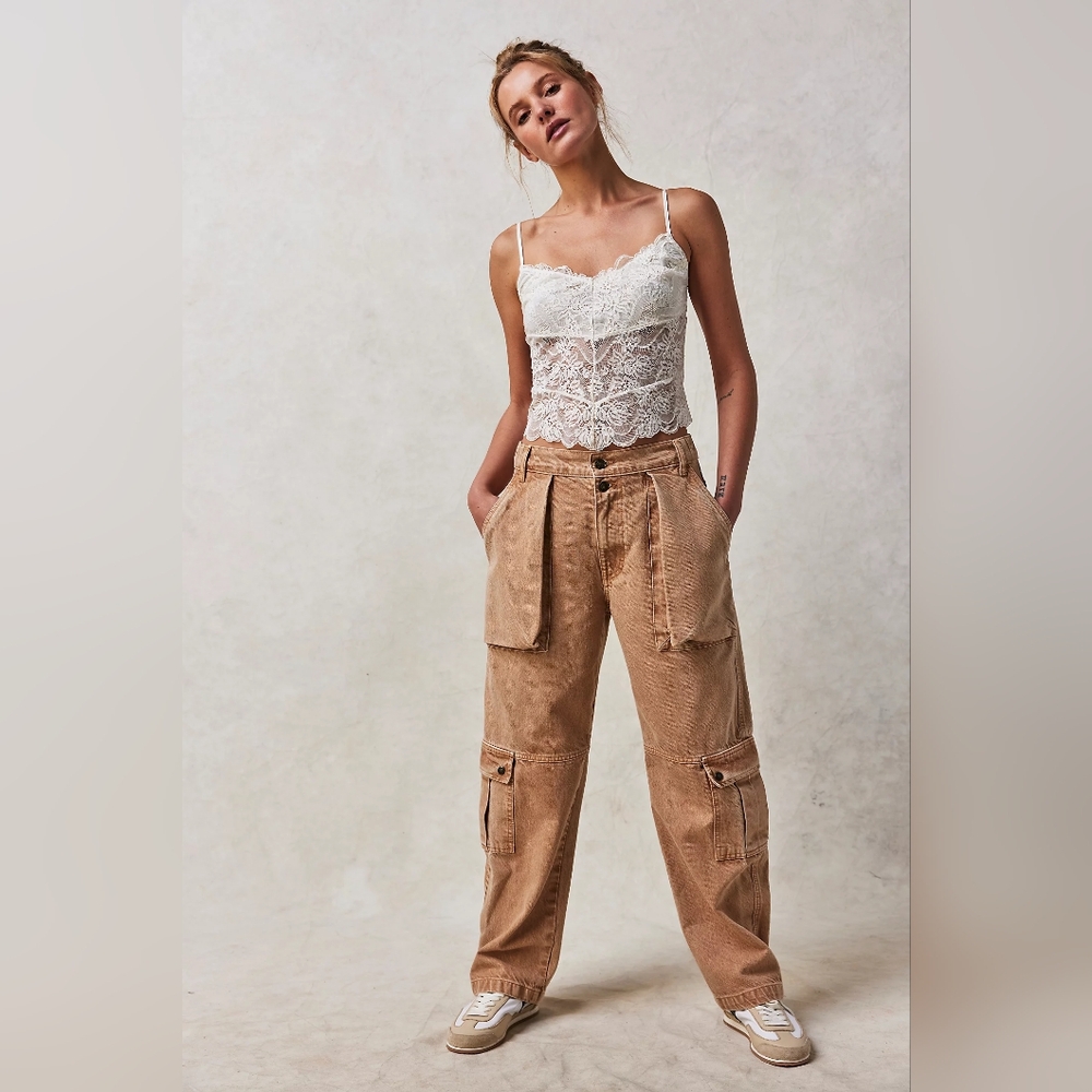Free People Tan Wide Leg Jeans - Picture 2 of 10